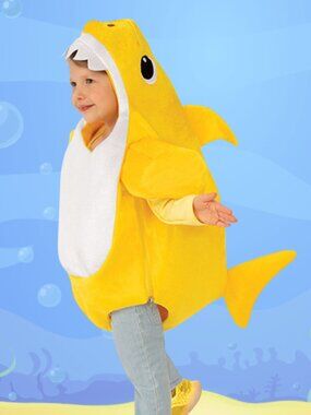 Pinkfong Rubie's Kids Yellow Baby Shark Halloween Costume Dress Up Size 12-24mon